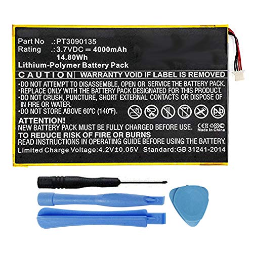 MPF Products 4000mAh PT3090135 Battery Replacement Compatible with RCA Galileo Pro 11.5' RCT6513W87, Viking Pro 10” RCT6303W87, RCT6303W87DK Tablet