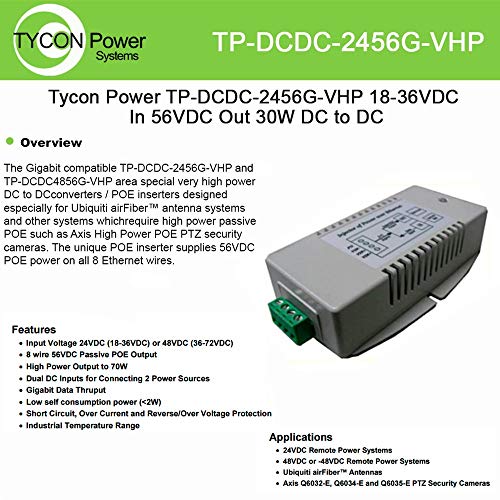Tycon Systems Inc TP-DCDC-2456G-VHP 18-36vdc in 56vdc Out 70w Dc Converter