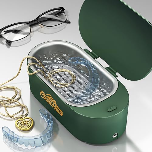 CLEANHAUS Ultrasonic Cleaner for Denture, Mouth Guard - 47 KHz Ultrasonic Jewelry Cleaner - Stainless Steel Tank 500 ml Cleaner Retainer Machine for Glasses, Ring, Necklaces, Silver, Coins