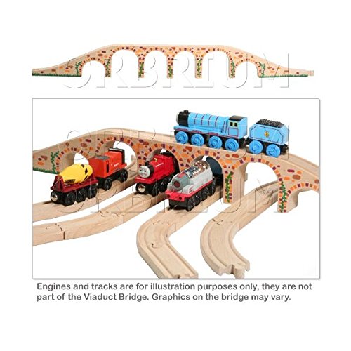 Orbrium Toys 6 Arches Viaduct Bridge for Wooden Railway Track Compatible with Thomas Trains Brio Set