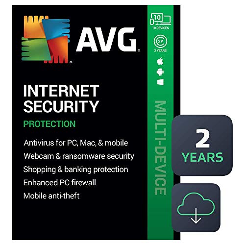 AVG Internet Security 2022 | Antivirus Protection Software | 10 Devices, 2 Years [PC/Mac/Mobile Download]