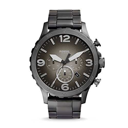 Fossil Men's Nate Quartz Stainless Steel Chronograph Watch, Color: Smoke (Model: JR1437)