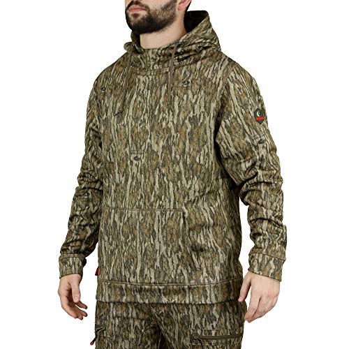 Mossy Oak Mens Camo Hunting Hoodie Performance Fleece, Bottomland, X-Large