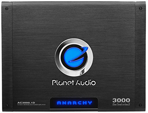 Planet Audio AC3000.1D Anarchy Series Car Amplifier - 3000 High Output, Class D, Monoblock, 1 Ohm, Low Level Inputs, Low Pass Crossover, Mosfet Power Supply, Hook Up To Stereo and Subwoofer