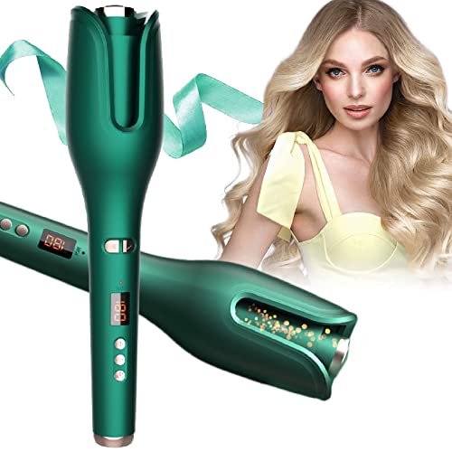 Special Edition Emerald Automatic Hair Curler 1' Ceramic Barrel, Curling Iron with 5 Adjustable Temp, Ideal for Shoulder-Length Hair Between 6-16” inches (Emerald)