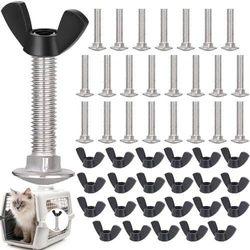 23 Set M6 Pet Carrier Fasteners, Kennel Replacement Bolts and Butterfly Nuts Dog Kennel Hardware Replacement Set for Pet Carrier Kennel