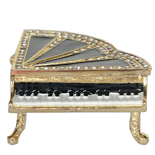 MIXDOM Musical Piano Trinket Box Jewelry Box Hand Painted Decorative Box with Hinged Lid Ring Earring Holder Table Figurine Collectible