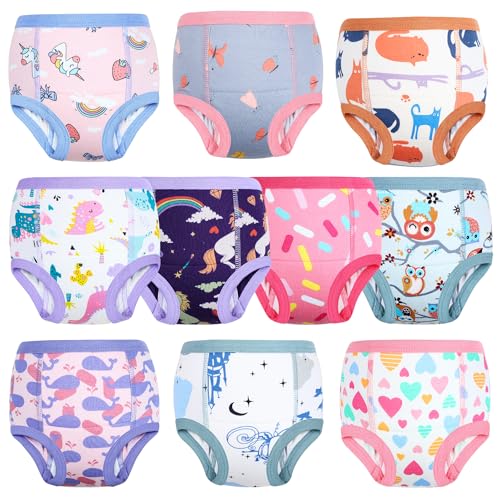 MooMoo Baby Training Underwear 10 Packs Absorbent Toddler Potty Training Pants for Girls Cotton 6T