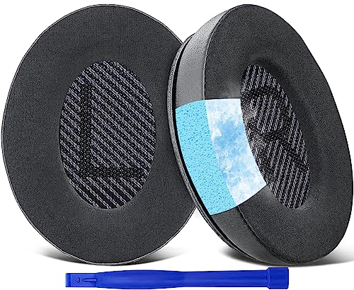 SoloWIT Cooling-Gel Ear Pads Cushions Replacement, Earpads for Bose QuietComfort 35 (QC35) and Quiet Comfort 35 II (QC35 II) Over-Ear Headphones, Noise Isolation Foam - Black