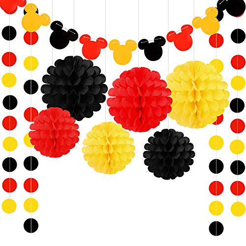Threemart Colorful Party Supplies Yellow Black Red for Birthday Decorations Garland