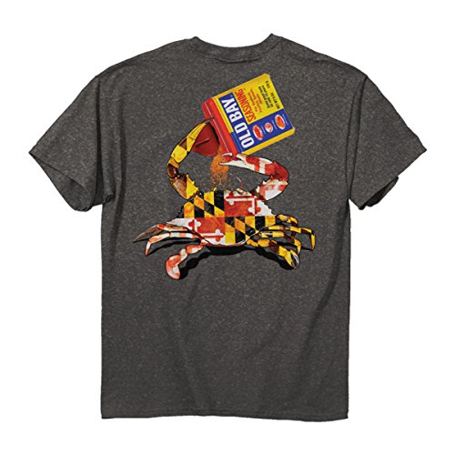 Old Bay Maryland Flag Crab Open Can Shirt Double Sided Print Dark Gray (Small - 2X-Large) (X-Large)