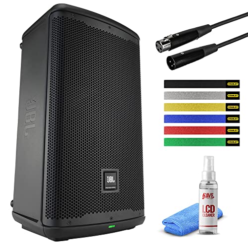 JBL Professional EON710 Powered PA Loudspeaker with Bluetooth, 10-inch, Black with Hosa 10ft XLR Cable, Wire Ties & Cleaning Kit