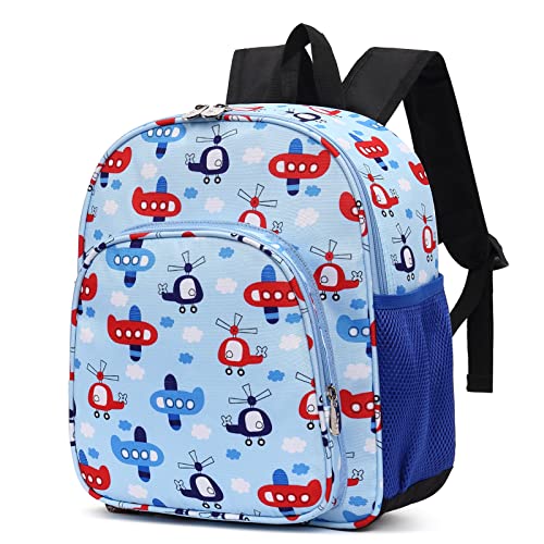 CLUCI Toddler Backpack for Boys Kids Backpack Kindergarten Preschool Kids Bookbag Daycare Bag Child Travle Cute Cartoon Blue Plane 12L with Adjustable Strap