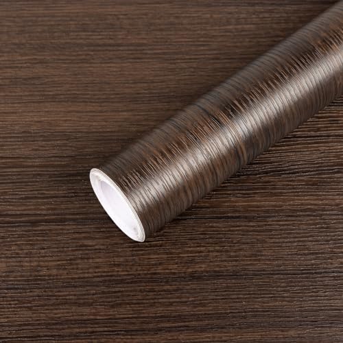 Decoroom Peel and Stick Brown Walnut Wood Contact Paper, Waterproof Rustic Wood Grain Wallpaper for Cabinets, Self Adhesive Removable Desk Wood Paper, Thick 15.7'x118', Enhance Your Home Decor