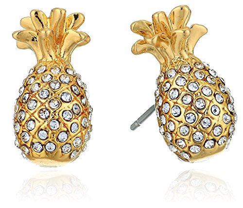 Kate Spade New York By The Pool Pave Pineapple Mini Studs Earrings Clear/Gold One Size