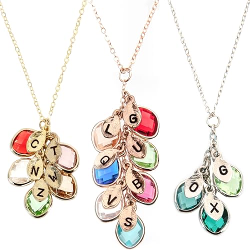 Personalized Gifts for Mom Mothers Day Gift Grandma Gift Birthstone Initial Necklace Gift for Her Bridesmaid Gift Family Jewelry - BSON-L-D