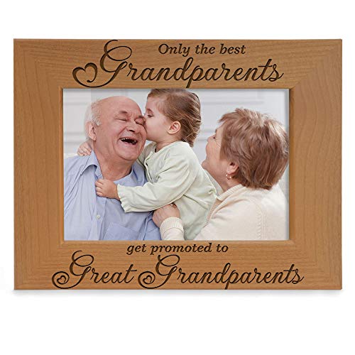 Only the Best Grandparents get promoted to Great Grandparents Engraved Natural Wood Picture Frame, Grandma Grandpa Gifts, Grandparents Day Gifts, Mother's Day, Father's Day (4' x 6' Horizontal)