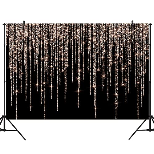 Ticuenicoa 9×6ft Bokeh No Glitter Tassel Curtain Rose Gold Backdrop Black Rose Pink Golden Bokeh Girls Birthday Photography Background Sweet 16 18 21th 30th Women Birthday Party Banner Decorations