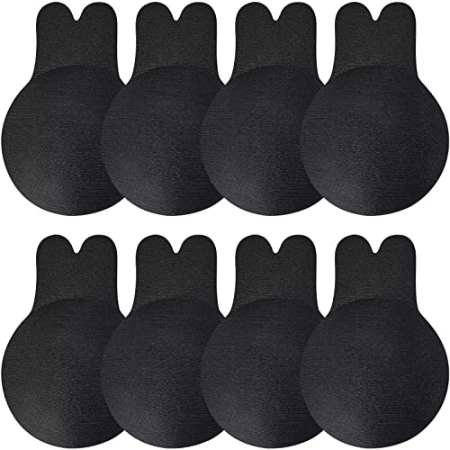 Adhesive Bra Sticky Bra 4 Pair Push Up Sticky Boobs for Women Invisible Silicone Bras for Backless Strapless Dress Black