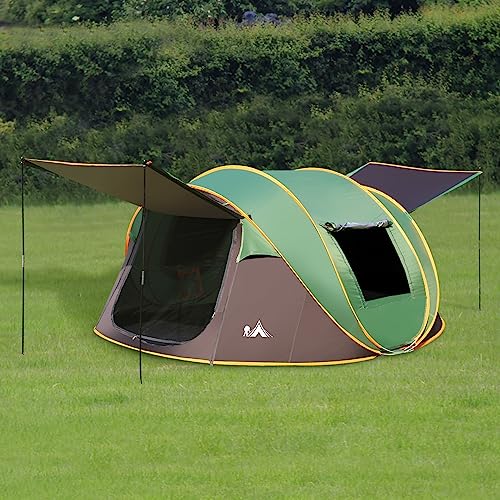 Pop Up Tent for 6 Persons Camping Waterproof Family Tents with Instant Setup, Large Size with 2 Doors Automatic Beach Tent Includes Pre-Assembled Poles, Adjustable Rainfly, and Taped Floor Seams