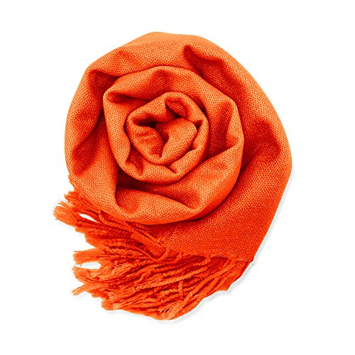 GEARONIC Soft Pashmina Scarf for Women Shawl Wrap Scarves Lady Women's Scarfs in Solid Colors - Orange