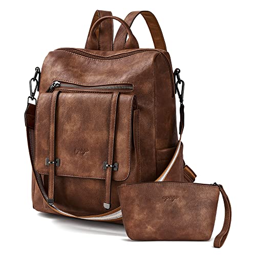 OPAGE Backpack Purse for Women Leather Backpack Purse Travel Backpack Fashion Designer Ladies Shoulder Bags With Wristlets,14-in Height