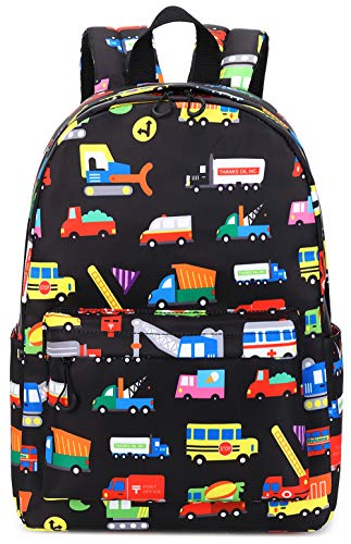 Preschool Backpack Kids Kindergarten School Book Bags for Elementary Primary Schooler (Truck Black) Medium