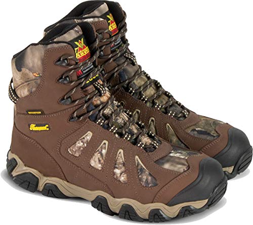 Thorogood Crosstrex 8” Insulated Waterproof Hiking Boots for Men - Premium Breathable Leather and Mesh with Mossy Oak Break-Up Country Camo and Traction Outsole, Brown/Mossy Oak - 11 W US
