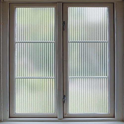 VELIMAX 1/2-Inch Reeded Glass Window Film, Frosted Reeds Window Film, Window Privacy Film, 3D Window Decals Non Adhesive for Bathroom Living Room Office, 17.7x78.7 inches