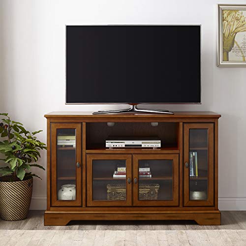 Walker Edison Traditional Wood Universal TV Stand for TV's up to 58' Flat Screen Living Room Entertainment Center, 52 Inch, Brown
