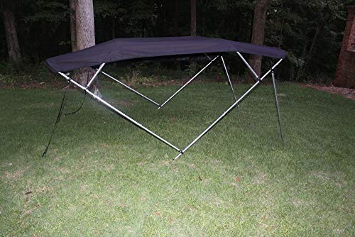 The Vortex Company Black Deck Boat 4 Bow Bimini Top 10' Long, 91-96' Wide, 54' High, Complete Kit, Frame, Canopy, and Hardware