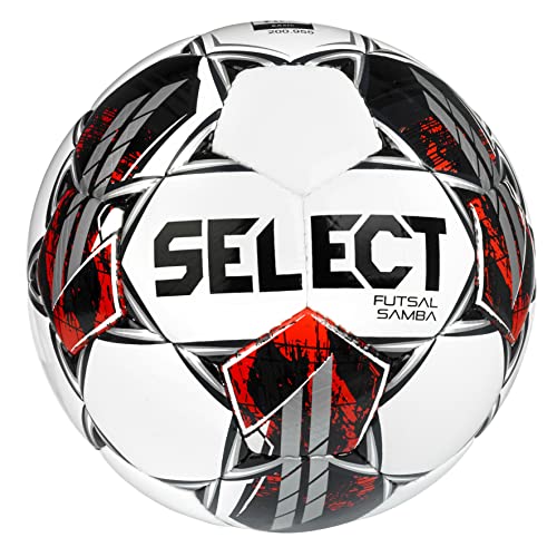 SELECT Samba Futsal Ball, Senior, White/Black/Red V22, Senior(Size 4)