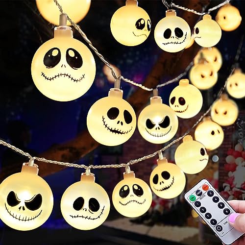 Battery Operated Nightmare Before Christmas Decorations String Lights, 30 LEDs Battery Xmas Lights for Indoor Outdoor Decorations Home,Bedroom, Balcony, Patio, Halloween, Christmas Party (8 Modes)