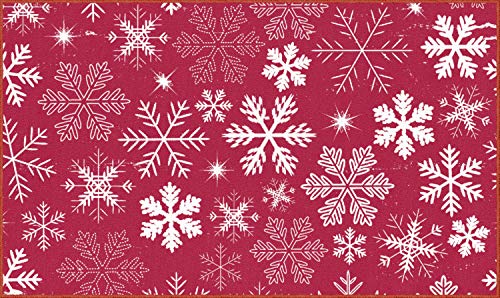 Mohawk Home Red Snowflakes Christmas Mat 2' 6' x 4' 2' Machine Washable Rug - Perfect for Kitchen, Entryway, Laundry Room