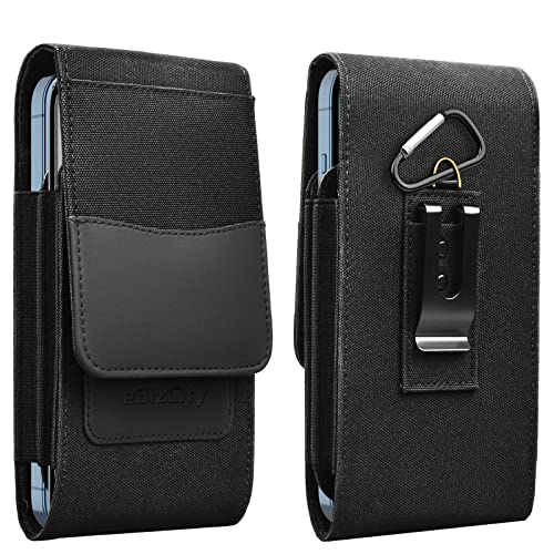 EBIZCITY The Phone Protective Holster with Belt Clip is Suitable for iPhone 15/Pro/Max/14/Pro/Max/13/Pro/Max/12/Pro/Max; Samsung Galaxy S21 Ultra, S21 Plus, S20; Nylon Phone Holster (for Two Phones)