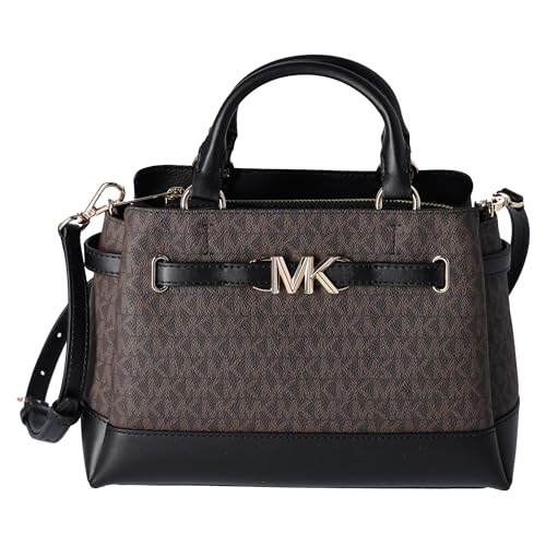Michael Kors handbag for women Reed small belted satchel, Brown Black, Small