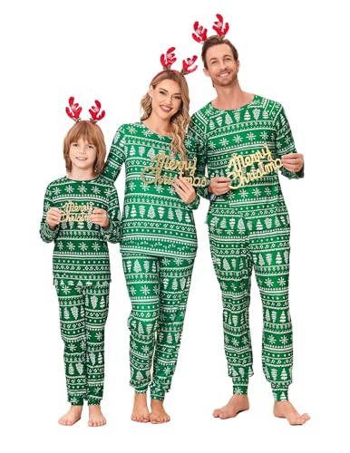 Ekouaer Family Christmas Pjs Matching Sets Jammies for Adults and Holiday Xmas Sleepwear SetGreen Tree2Medium