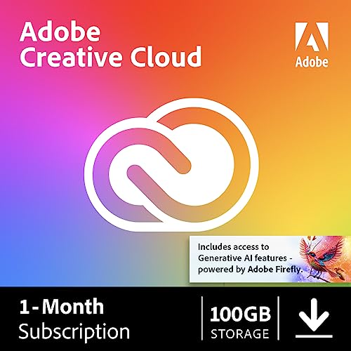 Adobe Creative Cloud | Entire Collection of Adobe Creative Tools Plus 100GB Storage | 1-Month Subscription with Auto-Renewal, PC/Mac