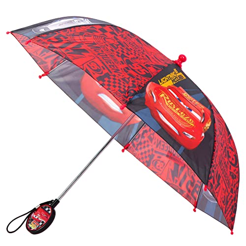 Disney boys Kids Umbrella, Lightning Or Mickey Mouse Toddler and Little Boy Rain Wear Umbrella, Black/Red, Age 3-6 US
