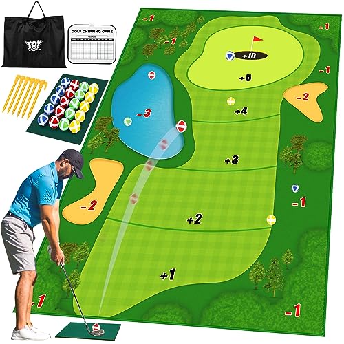 TOY Life Chipping Golf Practice Mats Golf Training Mat Indoor Outdoor Games for Adults Family Kids Outdoor Play Equipment Stick Chip Backyard Game (Copyrighted)(No Club Included)