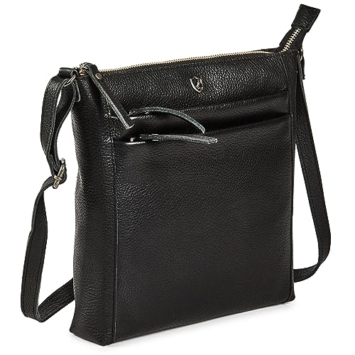 Cochoa Small Soft Pebbled Real Leather Women Crossbody Handbags & Purses - Triple Zip Premium Sling Crossover Shoulder Bag (Black Nappa)