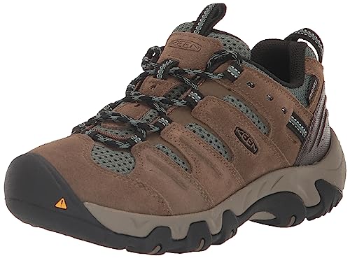 KEEN Women's Headout Low Height Waterproof All Terrain Hiking Shoes, Shitake/Dark Forest, 8