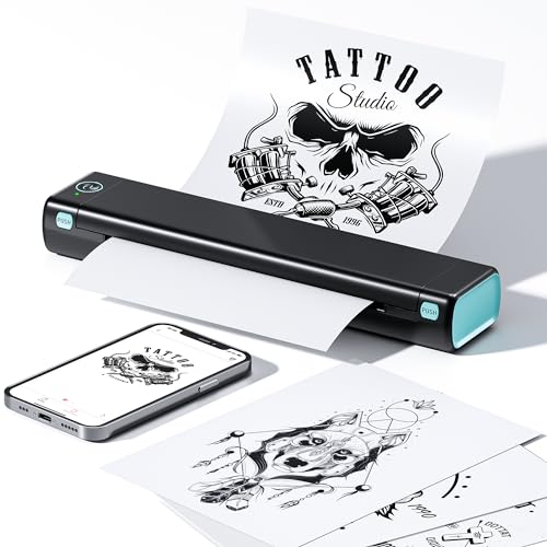 Phomemo M08F Wireless Tattoo Stencil Printer, Thermal Tattoo Kit Copier Machine Supports A4 Transfer Paper, Bluetooth Stencil Printer for Tattooing Compatible with Smartphone & PC for Tattoo Artists