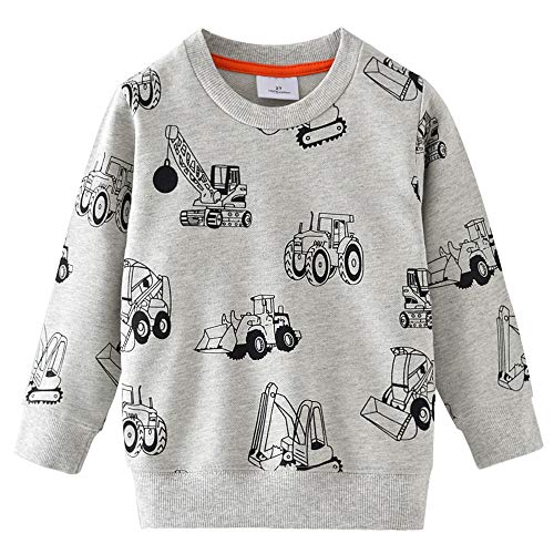 Little Boys Excavator Sweatshirts Toddler Boy Long Sleeve Cartoon Sport Pullover 1 2 T