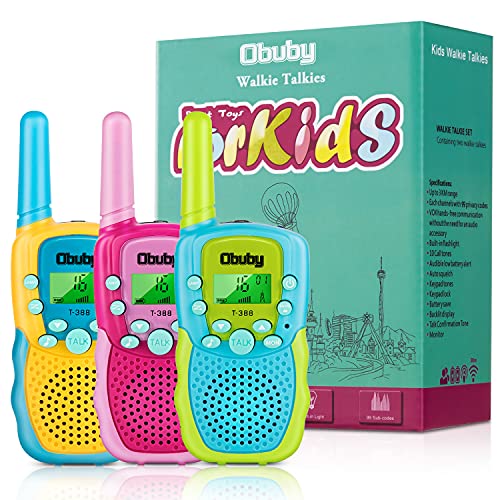 Obuby Toys for 3-12 Year Old Boys Walkie Talkies for Kids 22 Channels 2 Way Radio Gifts Toys with Backlit LCD Flashlight 3 KMs Range for Age 3 up Boy and Girls to Outside , Hiking, Camping