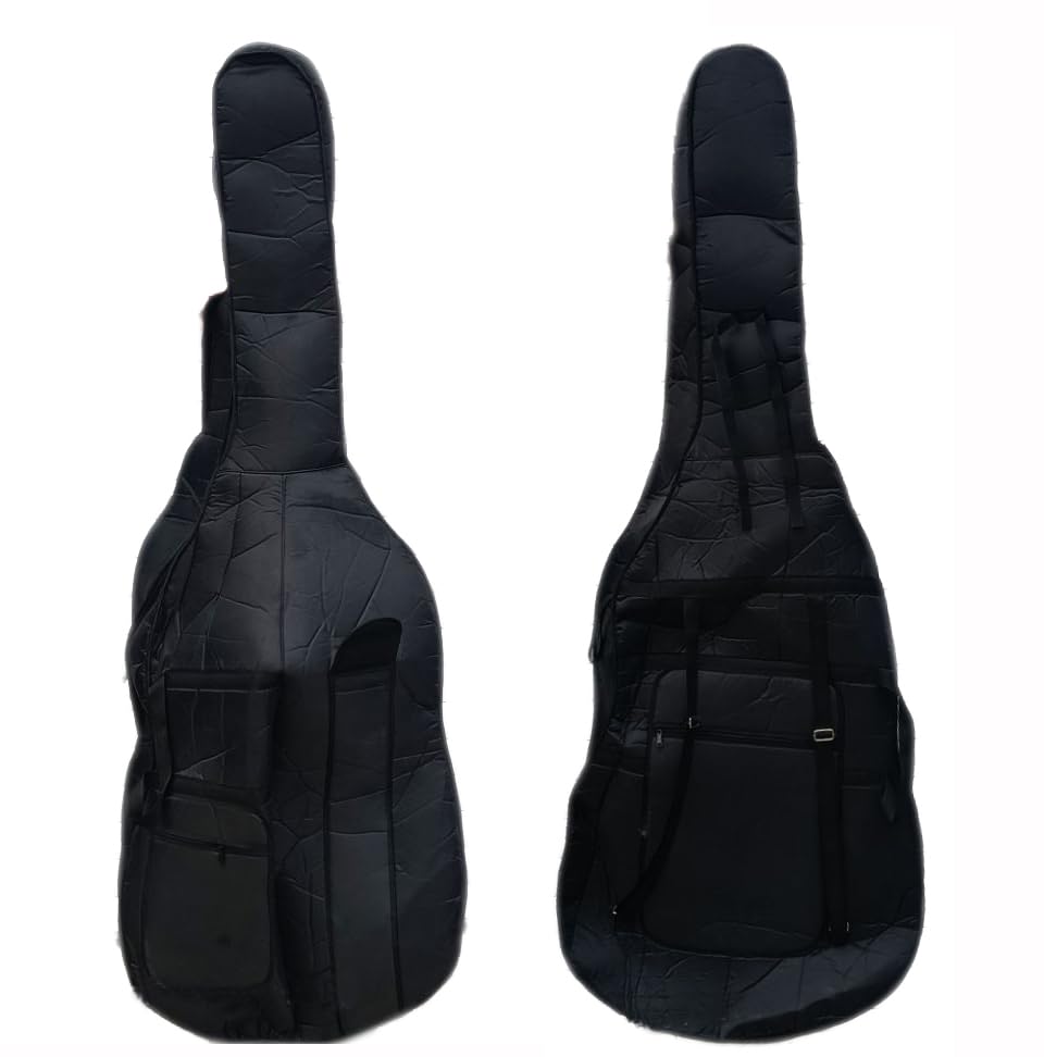 3/4 Upright Double Bass Soft Bag Oxford Cloth String Bass Bag Thick Padding Waterproof Soft Bag with Multiple Pockets & Handle & Adjustable Back Straps Cello Backpack (style 1)