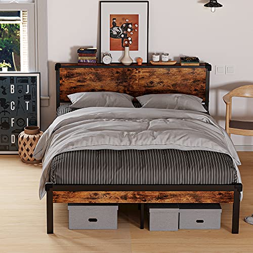 LIKIMIO Full Size Bed Frame, Platform Frame with Storage Headboard and 11 Strong Support Legs, More Sturdy, Noise-Free, No Box Spring Needed