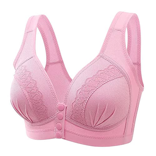 bras for women no underwire front closure size 48 Women's Daily Bra, Push Up Bras No Underwire High Support Front Closure Front Snaps Full Coverage Easy Close Sports Bras Hot Pink
