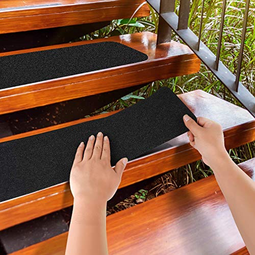 MBIGM 12-Pack Non-Slip Outdoor Stair Treads - Anti Slip 8' X 30' Grip Tape Adhesive Strips - Heavy Duty Traction for Steps, Staircase, Deck