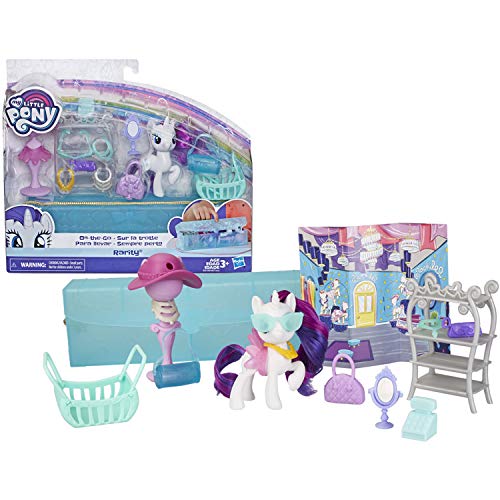 My Little Pony Toy On-The-Go Rarity - White 3' Pony Figure with 14 Accessories & Storage Case, Kids Ages 3 Years Old & Upvv